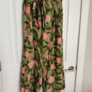 Agua Bendita Green and Pink Floral Pants